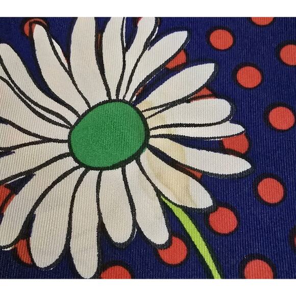 Vintage 70s Pierre Cardin Silk Scarf Navy Red Polka Dot Floral Print Retro Chic - Picture 8 of 11